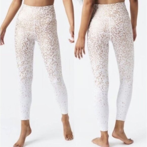 Zyia Light N Tight Legging White Gold Splatter Ombre High Waisted Womens Medium - Picture 2 of 9